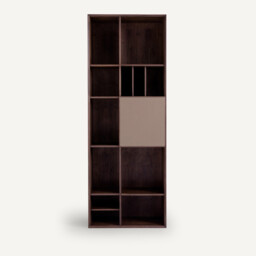 Mikube Bookcase with Walnut Veneer and Leather Door - thumbnail 4