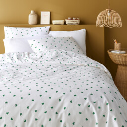 50% Recycled Cotton Duvet Cover Set with Rectangular Pillowcase.Scacco Green - thumbnail 1