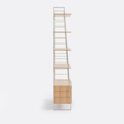 Watford Bookcase in Oak, Veneer and Chrome-Plated Steel, Height 190cm - thumbnail 4