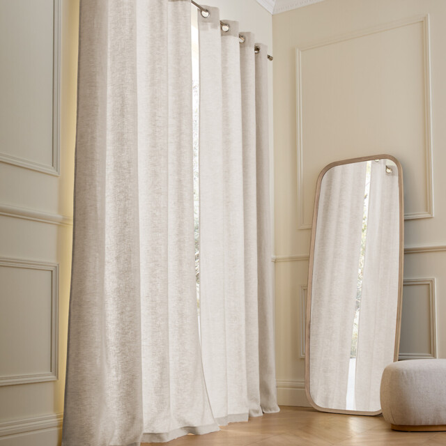 Private Lined Pre-Washed Linen Curtain with Eyelets - image 1