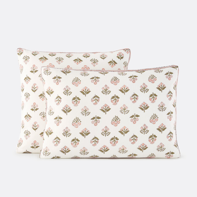 Vandi Ecru Floral Print Washed Cotton Pillowcase - image 1