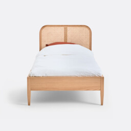 Madara Single Bed in Rattan Cane, Oak and Veneer with Bed Base - thumbnail 3