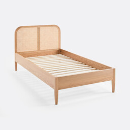 Madara Single Bed in Rattan Cane, Oak and Veneer with Bed Base - thumbnail 4