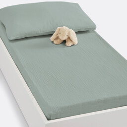 Fitted Sheet For Cot in Plain Cotton Muslin, Kumla - thumbnail 1