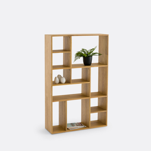 Rymo Asymmetric Bookcase in Finger-Jointed Oak - image 1