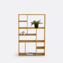 Rymo Asymmetric Bookcase in Finger-Jointed Oak - thumbnail 3