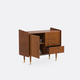Ronda Walnut Veneer Vintage Small Sideboard - thumbnail 3