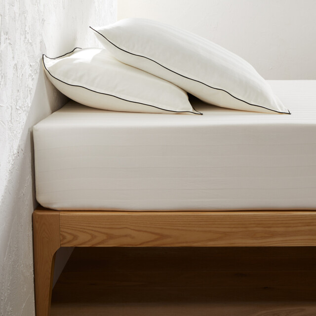 Victor Striped Washed Cotton Satin 300 Thread Count Fitted Sheet - image 1
