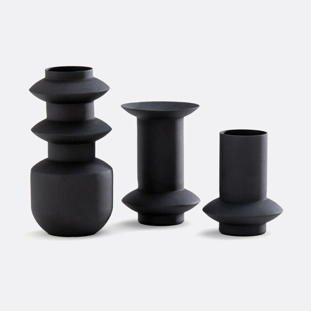 Set of 3 Anaïa Textured Metal Vases - image 1
