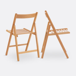 Set of 2 Yoann Folding Chairs in Solid Beech - thumbnail 2