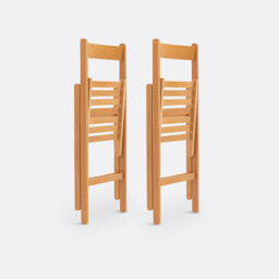 Set of 2 Yoann Folding Chairs in Solid Beech - thumbnail 3