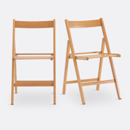 Set of 2 Yoann Folding Chairs in Solid Beech - thumbnail 1