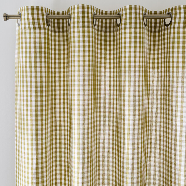 Cottage Eyelet Curtain in Gingham Check Cotton/Linen - image 1