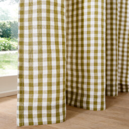 Cottage Eyelet Curtain in Gingham Check Cotton/Linen - thumbnail 4