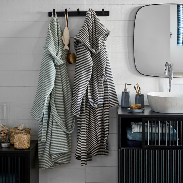 Malo Striped Hooded Cotton Terry Bathrobe - image 1