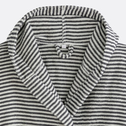 Malo Striped Hooded Cotton Terry Bathrobe - thumbnail 3