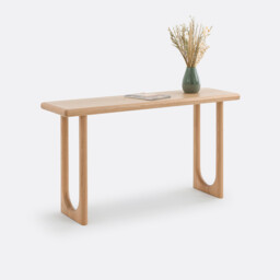 Douve Console Table in Solid Oak and Oak Veneer, L140cm - thumbnail 3