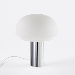 Agathilda Lamp in Opaline Glass and Chromed Iron Height 43.1cm