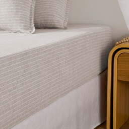Linot Striped Washed Linen 30cm Flap Fitted Sheet