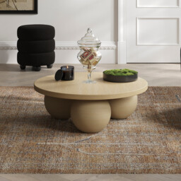 Meera Round Coffee Table with Oversized Bun Feet - thumbnail 1