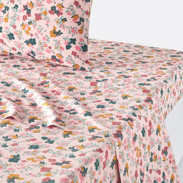 Callas Floral 100% Washed Cotton Flat Sheet - image 1