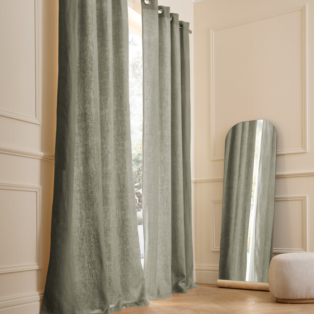 Private Lined Pre-Washed Linen Curtain with Eyelets - image 1