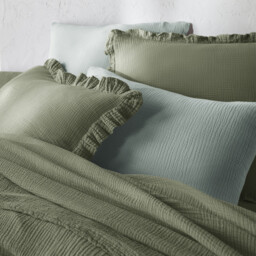 Kumla Plain Cotton Muslin Duvet Cover - thumbnail 2