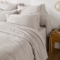 Linot Striped Washed Linen Duvet Cover - thumbnail 1