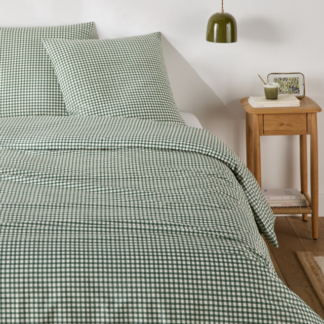 Lesia Checked 30% Recycled Cotton Duvet Cover Set with Square Pillowcase - image 1