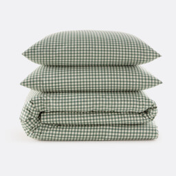 Lesia Checked 30% Recycled Cotton Duvet Cover Set with Square Pillowcase - thumbnail 3