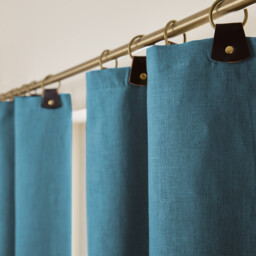 Private Washed Linen Curtain with Leather Tab Top Header - thumbnail 3