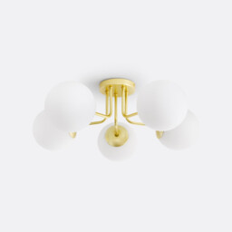 Moricio Brass and Opaline Glass Ceiling Light