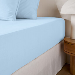 Kumco Plain Washed Cotton Fitted Sheet, 30cm Flap