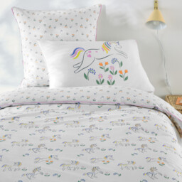 Tamila Unicorn Print 50% Recycled Cotton Duvet Cover - thumbnail 1