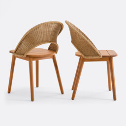 Set of 2 Elisole Solid Acacia Garden Chairs - thumbnail 3
