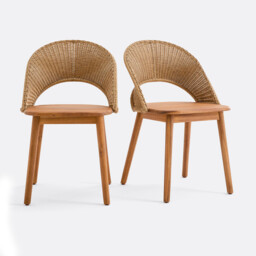 Set of 2 Elisole Solid Acacia Garden Chairs
