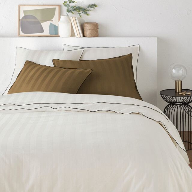 Victor Striped Washed Cotton Satin 300 Thread Count Duvet Cover - image 1