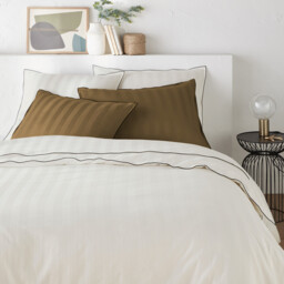 Victor Striped Washed Cotton Satin 300 Thread Count Duvet Cover - thumbnail 1