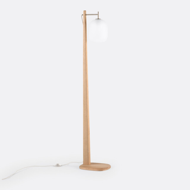 Navida Metal, Oak & Frosted Glass Floor Lamp - image 1