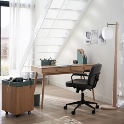Navida Metal, Oak & Frosted Glass Floor Lamp - thumbnail 3