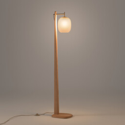 Navida Metal, Oak & Frosted Glass Floor Lamp - thumbnail 4