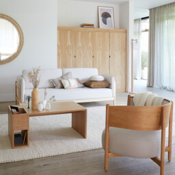 Navida Metal, Oak & Frosted Glass Floor Lamp - thumbnail 2