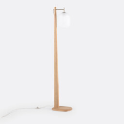 Navida Metal, Oak & Frosted Glass Floor Lamp