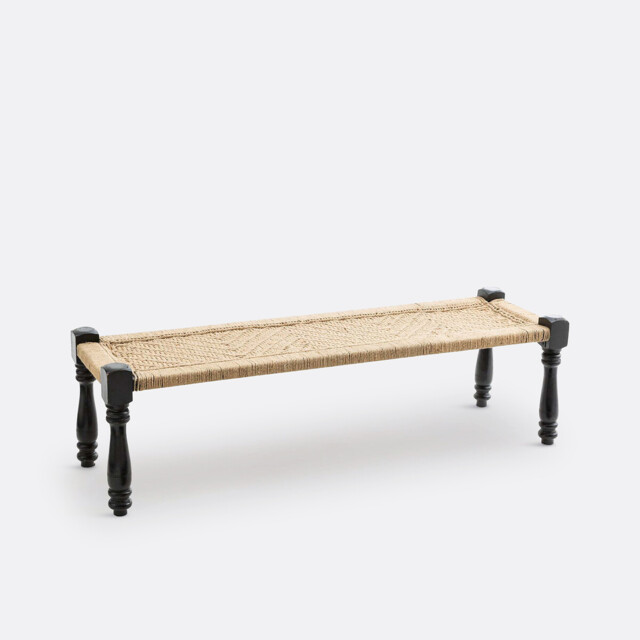 Adas Mango Wood & Rope Indian Style Bench - image 1