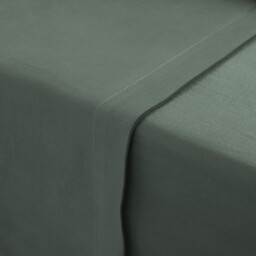 Victor Plain Washed Cotton Satin 300 Thread Count Flat Sheet - thumbnail 2