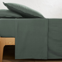 Victor Plain Washed Cotton Satin 300 Thread Count Flat Sheet - thumbnail 1
