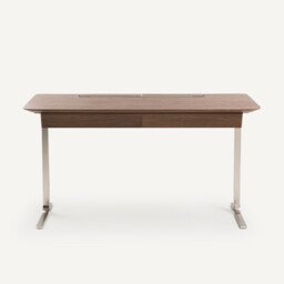 Jackson Desk in Walnut Veneer with Satin Nickel Legs - thumbnail 4
