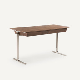 Jackson Desk in Walnut Veneer with Satin Nickel Legs - thumbnail 1