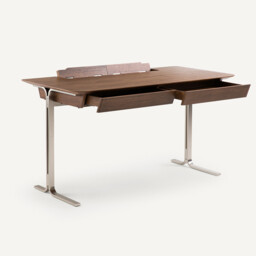 Jackson Desk in Walnut Veneer with Satin Nickel Legs - thumbnail 3