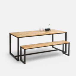 Hiba 8-Seater Dining Table in Oak and Steel - thumbnail 4